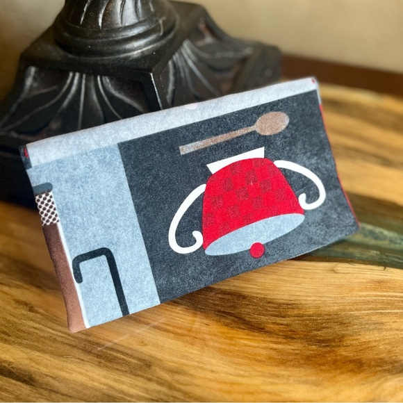 Cash Envelope/Receipt holder Fabric Handmade Wallet Tea Time Teapots and Cups - Picture 4 of 4